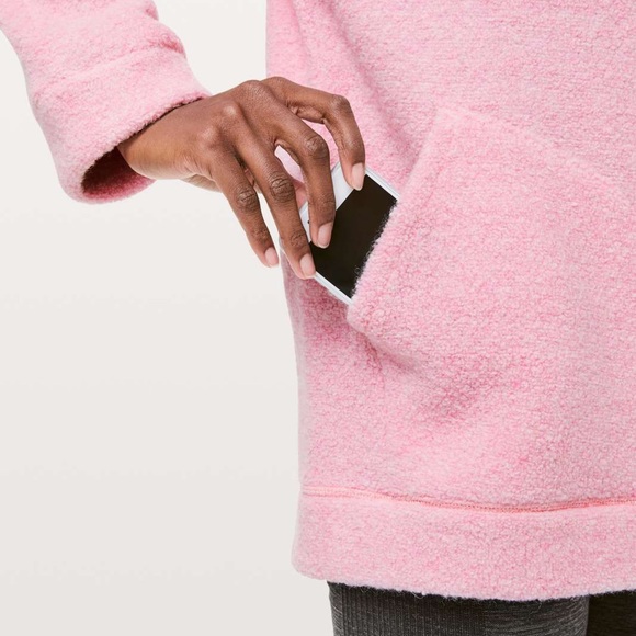 lululemon so sherpa hooded fleece jacket in heathered pink haze, size 4 - Picture 5 of 14